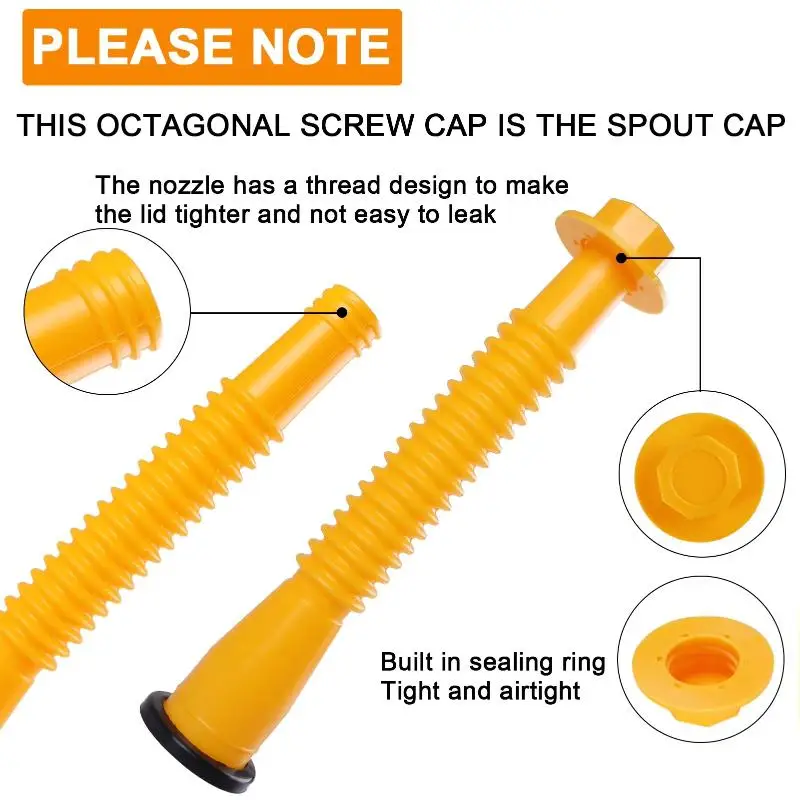 Gas Can Spout Replacement Kit Durable Leak-proof Nozzle 1/2 Set for Off-road Camping Fuel Transfer Use
