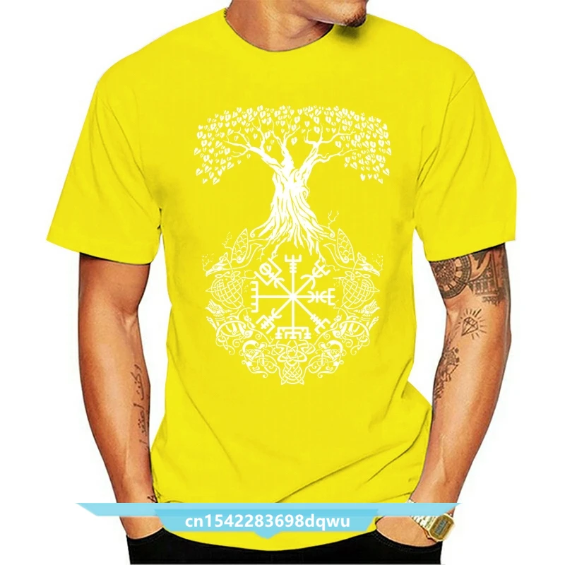 Customized 2021 T Shirt Men Tshirt Yggdrasil Tshirt Schwarz Kelten Wikinger Weltenesche Vegvisir Germanen Odin Tee Shirts