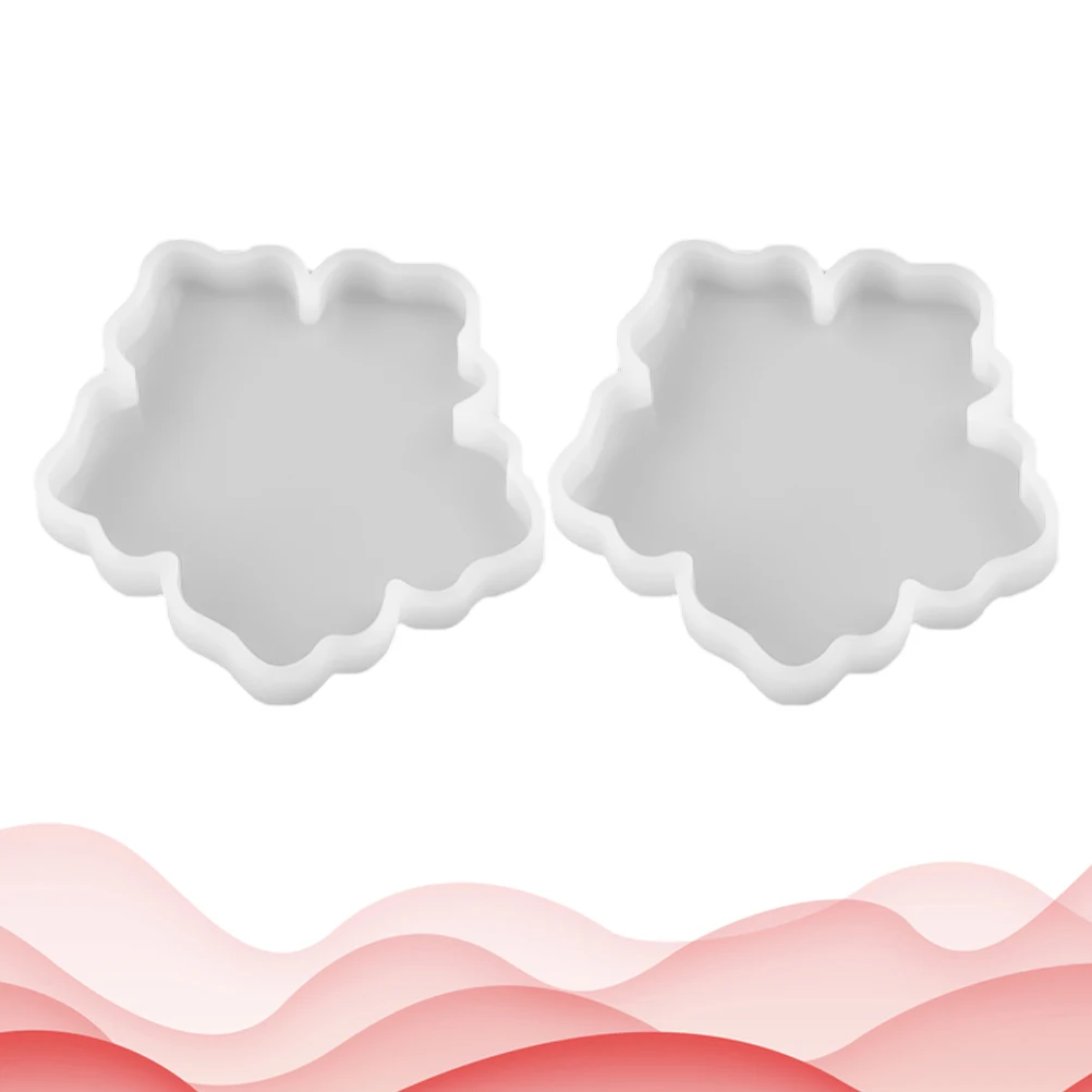 

2 PCS DIY Crystal Glue Mold Pendant Cup Bottom Seat Home Coasters Base Molds Flower Shaped Mirror Surface White Making