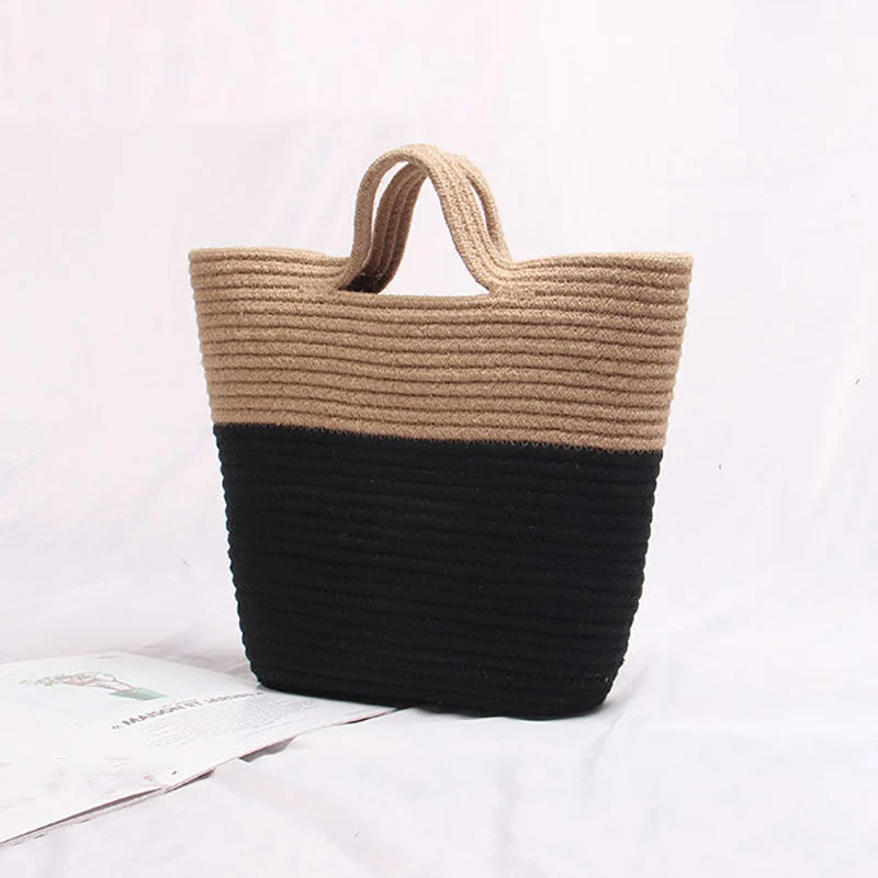 Simple Style Large Capacity Shoulder Bags For Women Weaving Cotton Handbag Totes Travel Bag Shopping Pack bolsa feminina