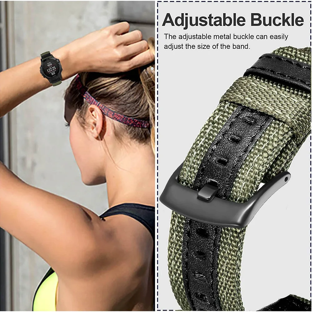 Forerunner – Bracelet de montre en cuir et Nylon, 22mm, pour Garmin Fenix 7 6 5/Fenix6 Pro / Fenix5 Plus, 965 955 945
