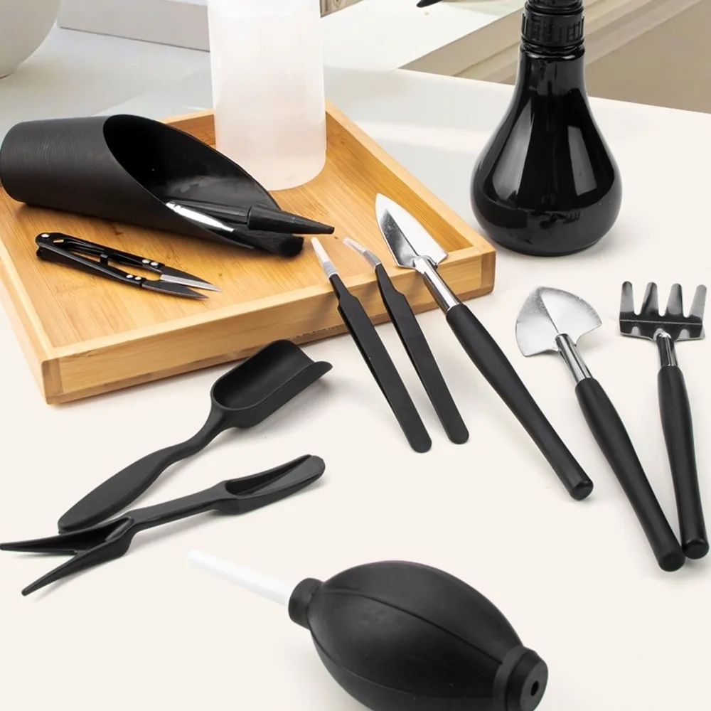 

Комплект садовых кашпо из нержавеющей стали, секаторы, многофункциональные инструменты для суккулентов, водонепроницаемый коврик, эргономичная ручка