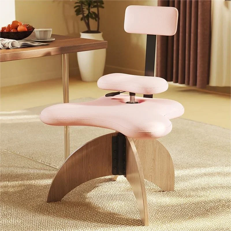 

Wooden Accordion Office Chair with Backrest Ergonomic Height-adjustable for Posture Kneeling Triangular Stool Improvement Leg