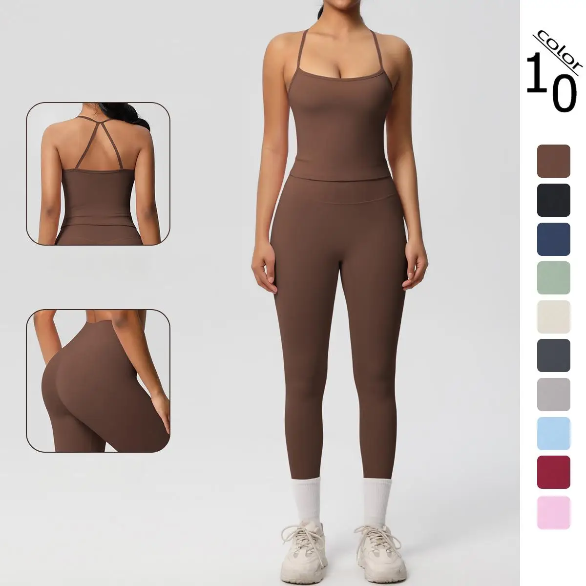 Seamless Yoga Set Sports Fitness Hip-lifting Backless Skinny Double-sided Polished Yoga Suit Workout Gym Tracksuit for Women