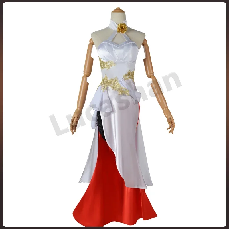 Honkai Star Rail Himeko Cosplay Costume Red Wig Earring Necklace Sexy Evening Dress For Women Buckle Dresses Game Anime Uniform