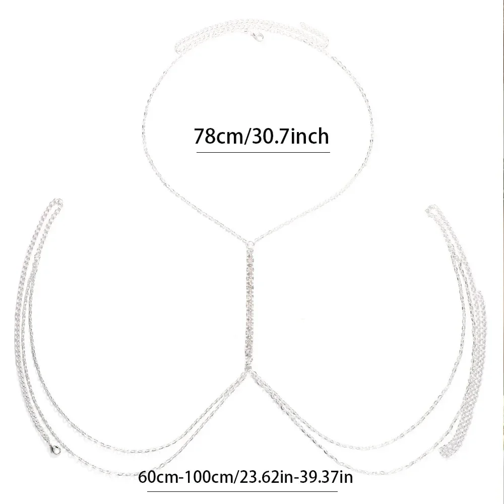 Simple Chest Chain Jewellery Harness Rhinestone Bra Bikini for Women Belly Waist Chain Body Sexy Lingerie Luxury Top Gift