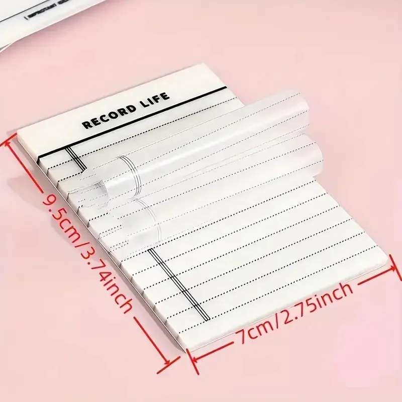 50 Sheets Transparent PET Sticky Note Pad, Waterproof Grid Lined Memo Pad Stickers For School Students, Office Supplies