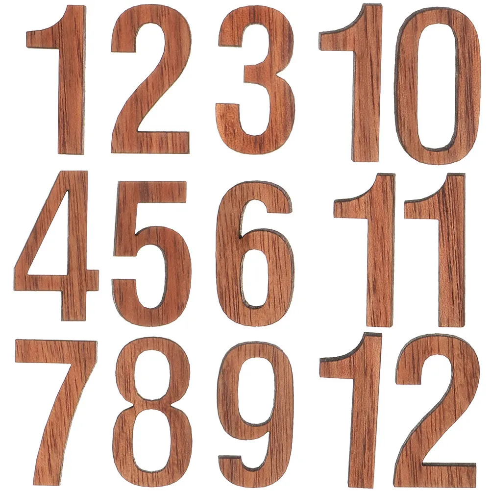 

12Pcs Clock Numbers Kit Arabic and Roman Numerals Black Walnut Wood DIY Wall Clock Making Parts Home Decor Repair Accessories