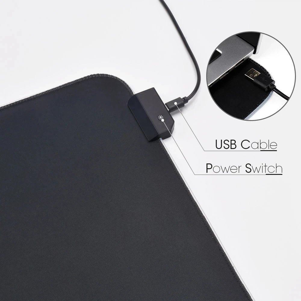 LED Light Mousepad RGB Keyboard Cover Desk-mat Colorful Surface Mouse Pad Waterproof Multi-size World Computer Gamer