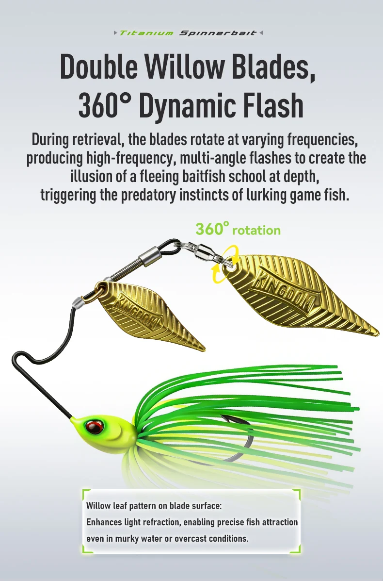 Kingdom Titanium Spinnerbait 5g 7g 10g 14g Farbiger Rock Doppel-Willow-Blade Bass Jig Süßwasser Salzwasser Für Barsch-Angeln – Detail 5