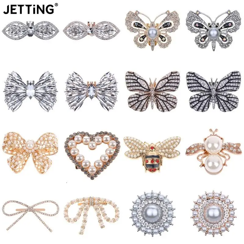 1PCS Women Shoes Clips DIY Shoe Charms Jewelry Bowknot Shoes Decorative Accessories Rhinestones Crystal Decorations