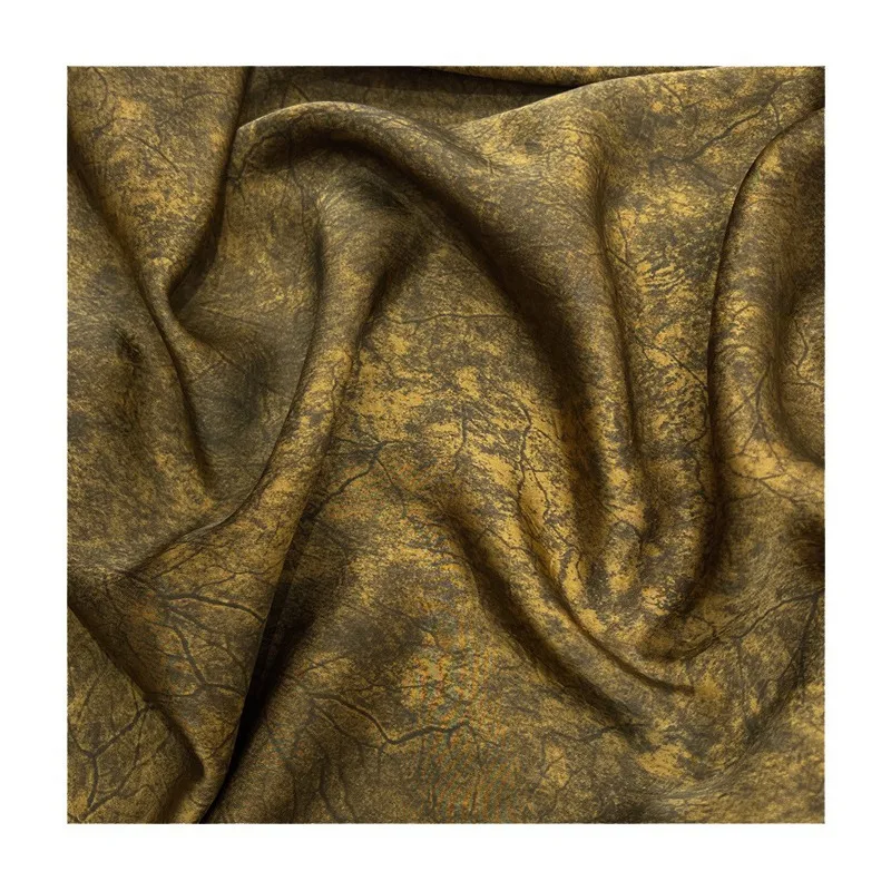 Imitation Acetate Fabric Heavy Pendant Soft and Comfortable Draping Dress High-Grade Blooming Crack Printing