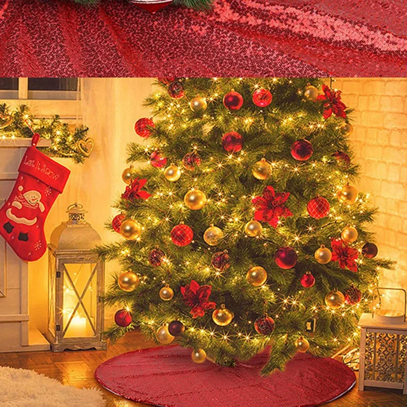 Юбка для новогодней елки, 36-дюймовая юбка с блестками для елки, коврик для рождественской елки