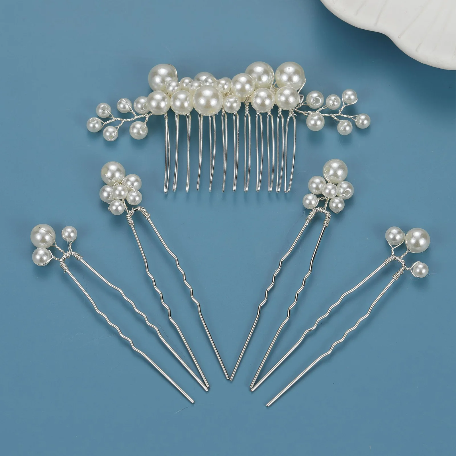 Pearl Flower Hairpin Side Comb Golden Alloy Tiaras Wedding Wedding Hair Combs Bride Insert Hair Clip Hair Jewelry Bride Headwear