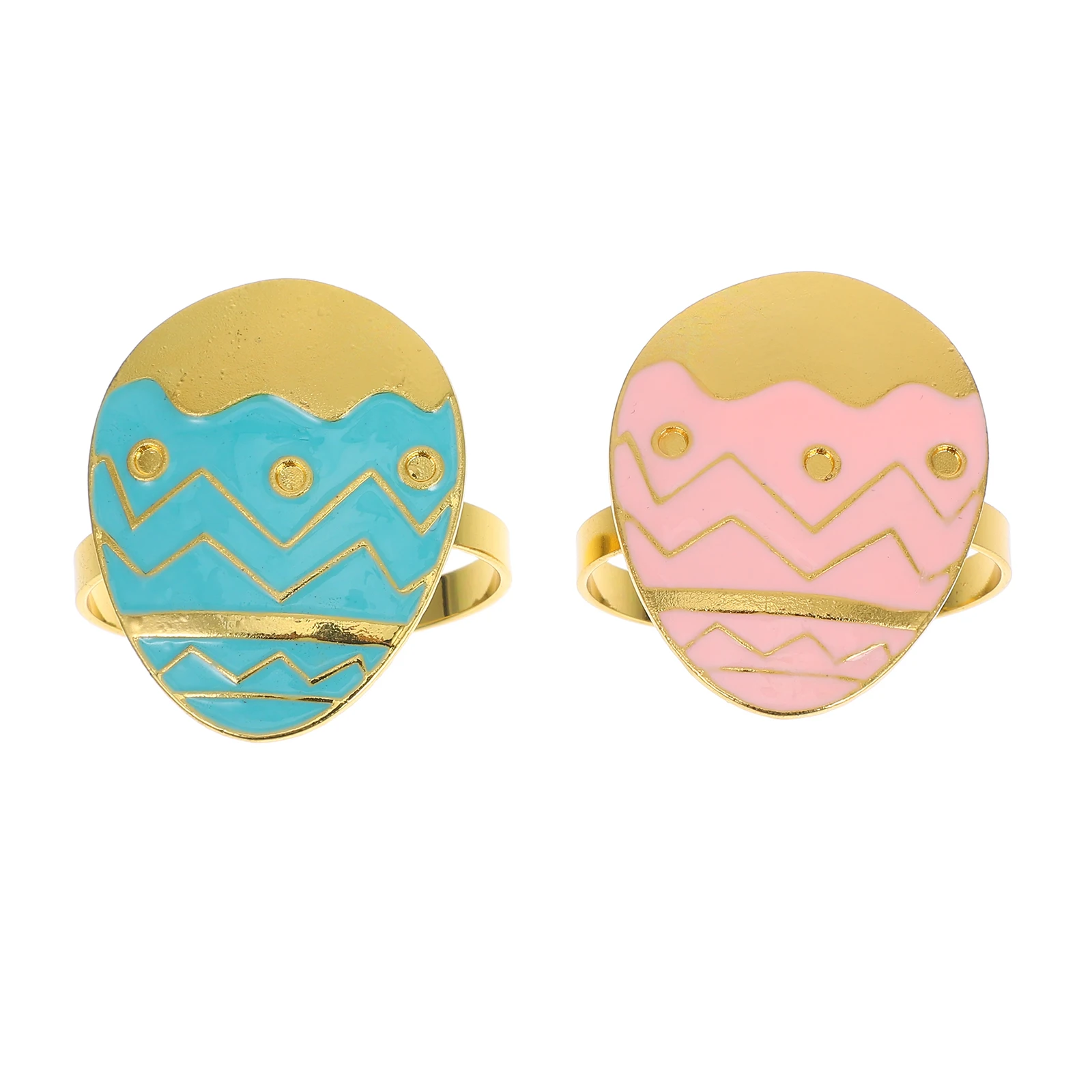 

2pcs Easter Napkin Rings Egg Shaped Gold Metal Serviette Holders For Holiday Party Wedding Table Decoration Reusable