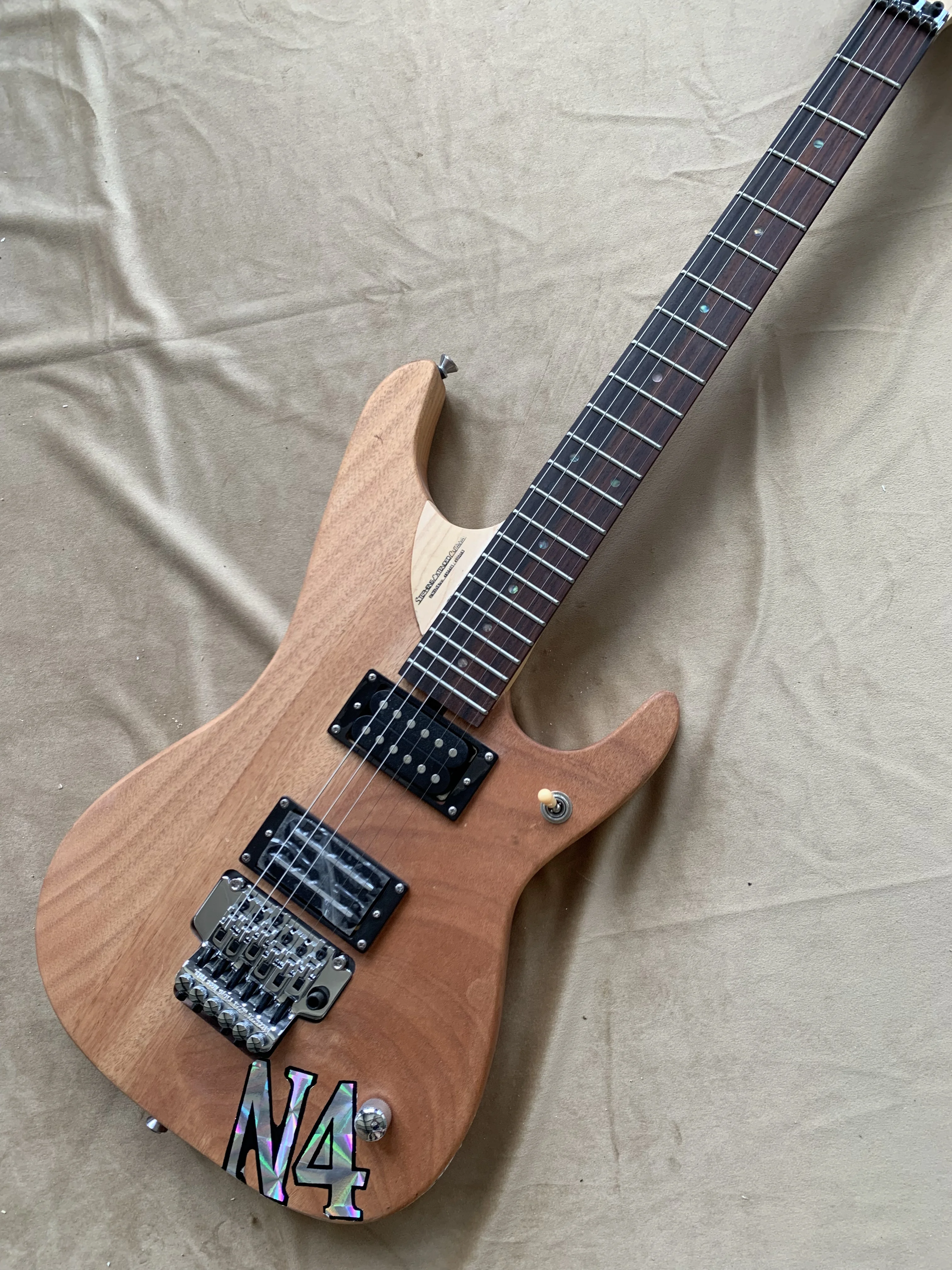 Free shipping Bestselling N4 Shaped guitar, Original wood, Elm xylophone body, double rocker pickup, Factory order (041)