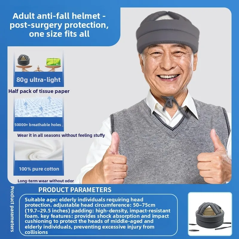 Adult Protective Safety Helmet Hat, Anti-Fall & Anti-Bump Head Protection for Elderly, Post-Surgery Safety Cap