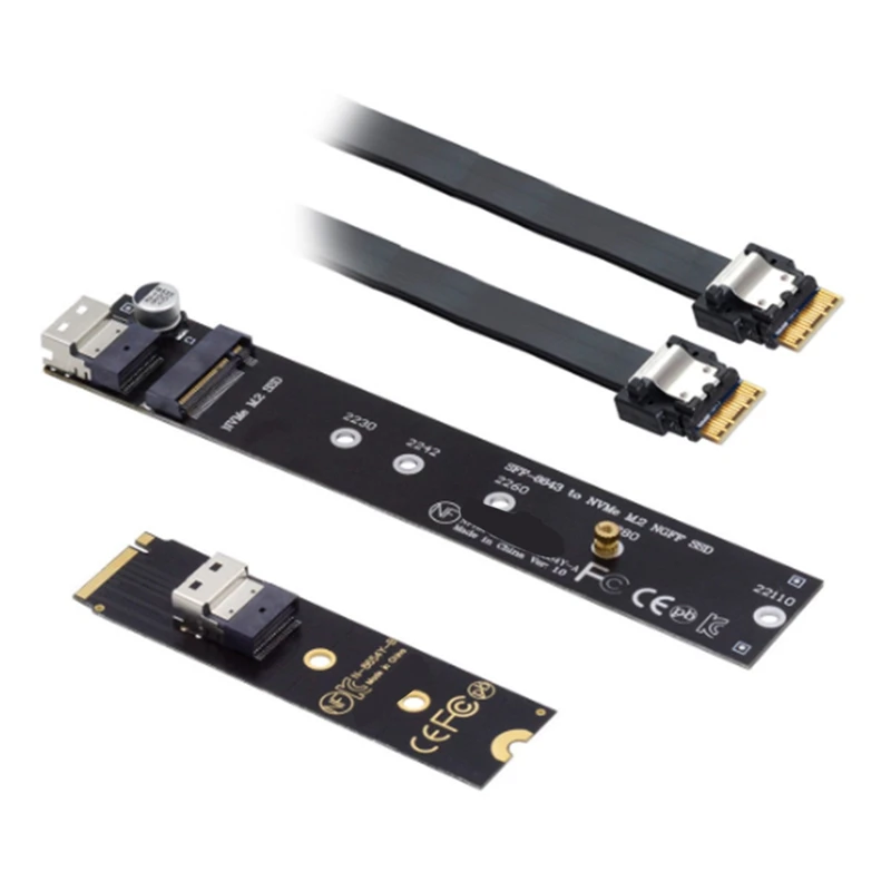 BAADE NGFF M.2 NVME M-Key SSD Cable de extensión macho a hembra 40 cm con adaptador de conector de SFF-8654 para placa base SSD 2280/22110