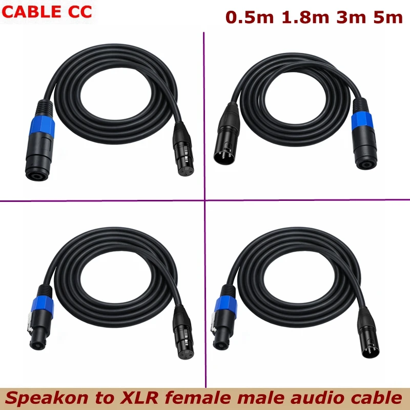 Audio Speak-On Male to 3 Pole XLR Male / Female Extension DJ PA Gig Stage Microphone Mic 3 Pin Connection Speakon to XLR Cable