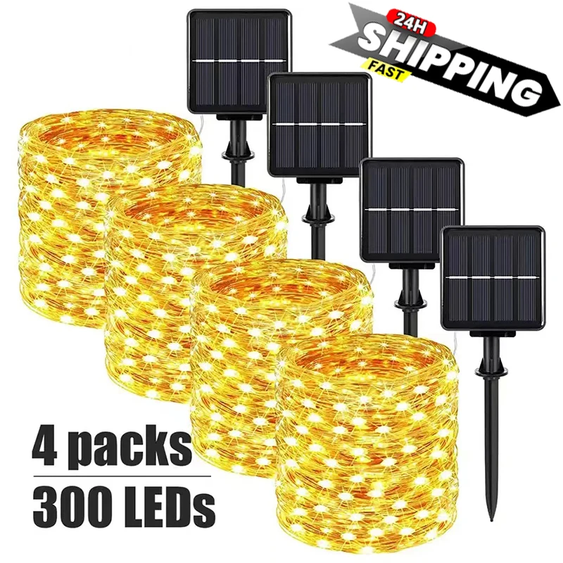 50/100/200/300LED Solar LED Light Outdoor Festoon Garden Fairy Light String Waterproof Christmas Garland Yard Decoration