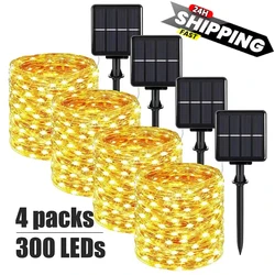 Impermeável LED Solar Light, Festão ao ar livre, Jardim Fairy String Light, Guirlanda de Natal, Decoração do quintal, 50 LED, 100 LED, 200 LED, 300LED