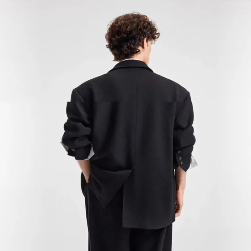 WVGA 2026 New Men's American Style Business Elegant Turn-Down Collar Blazer Niche Chic Casual Shoulder Paddeds Jacket Ins W28603