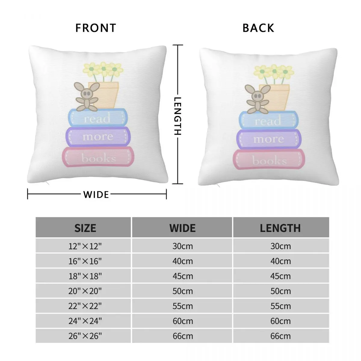 Read More Books Bunny Flower Pillowcase Polyester Linen Velvet Creative Zip Decorative Pillow Case Home Cushion Cover 45x45