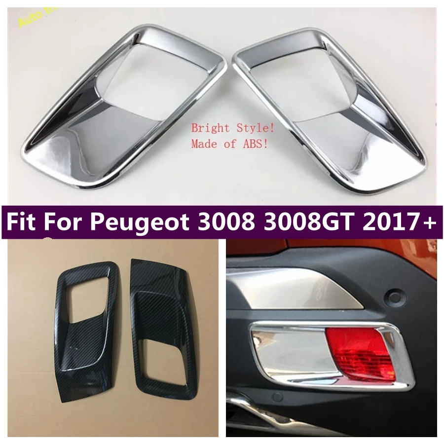 Rear Tail Bumper Fog Lamps Lights Decoration Frame Cover Trim Fit For Peugeot 3008 3008GT 2017 - 2023 ABS Chrome Car Accessories