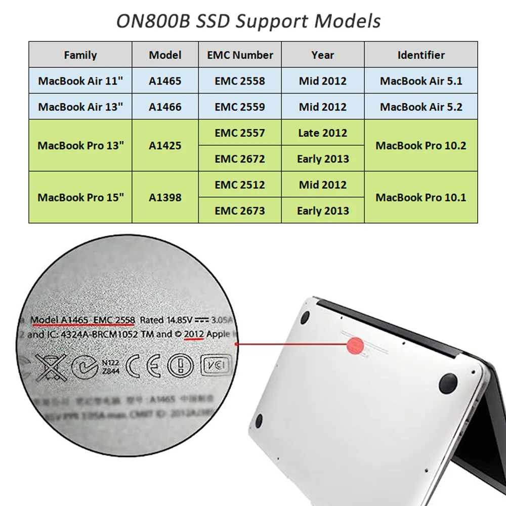 OSCOO القرص الصلب القرص الصلب SATA3 SSD لماك بوك 128GB 256GB 512GB 1TB Pro 2012 A1398 A1425 A1465 A1466