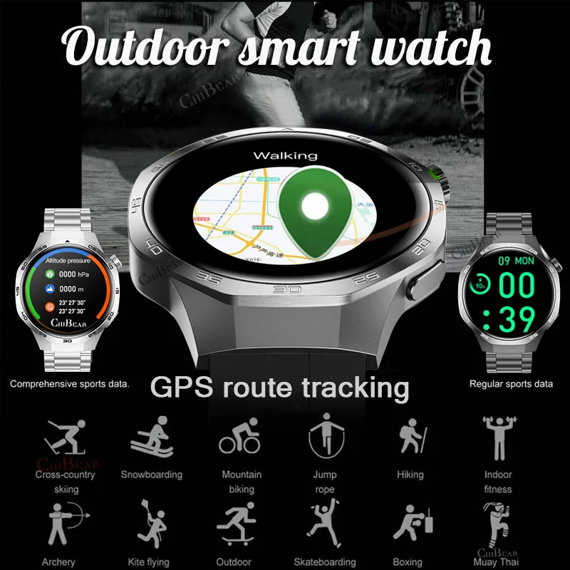 GT5 PRO Smart Watch Men Watch 5 Pro AMOLED HD Screen Bluetooth Call GPS Trajectory NFC Heart Rate Compass SmartWatches 2024 New