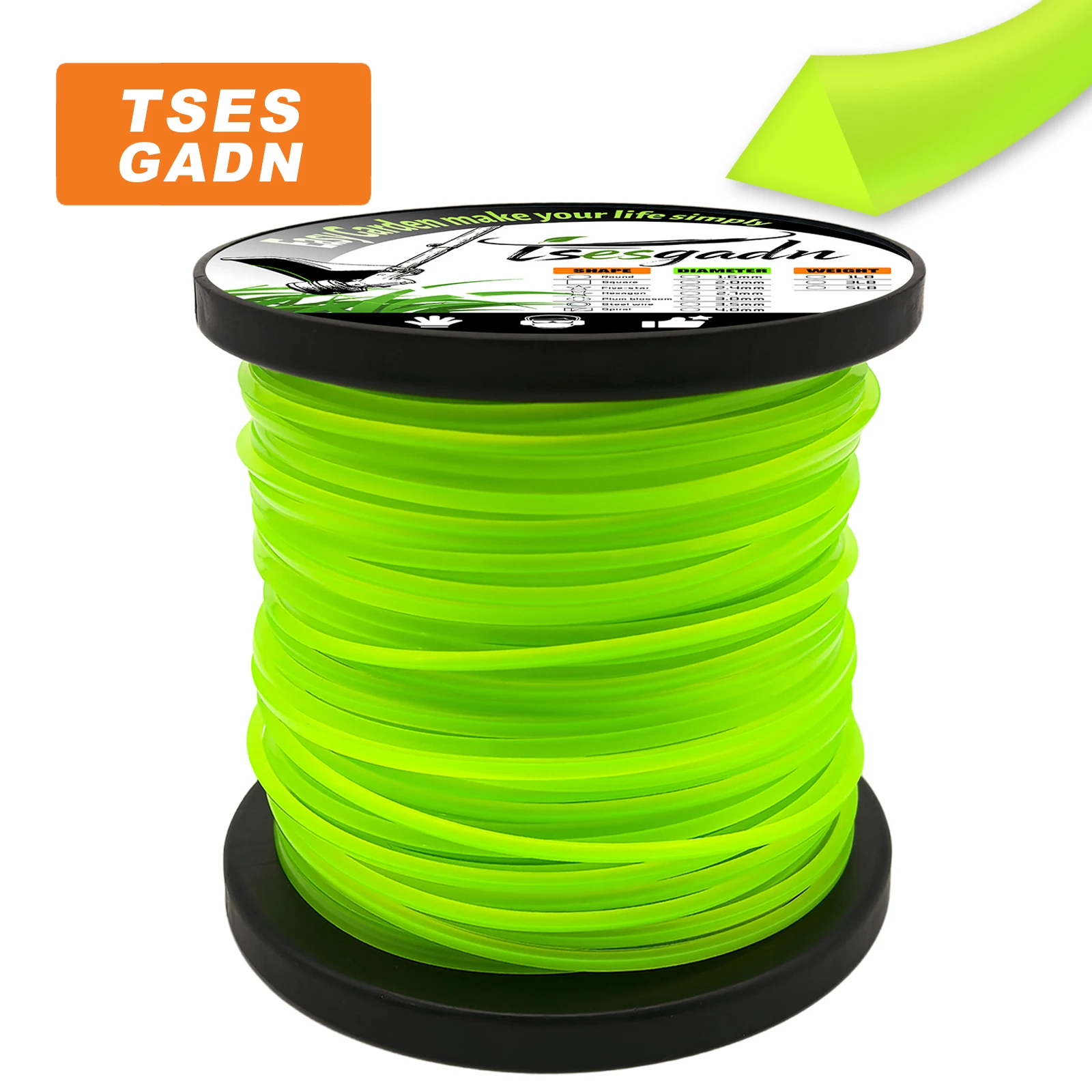 

Леска для триммера TSES Triangle Commercial Trimmer Line - Сверхпрочная леска для уборки сорняков, катушка 1 фунт, профессиональная сополимерная леска для триммера.