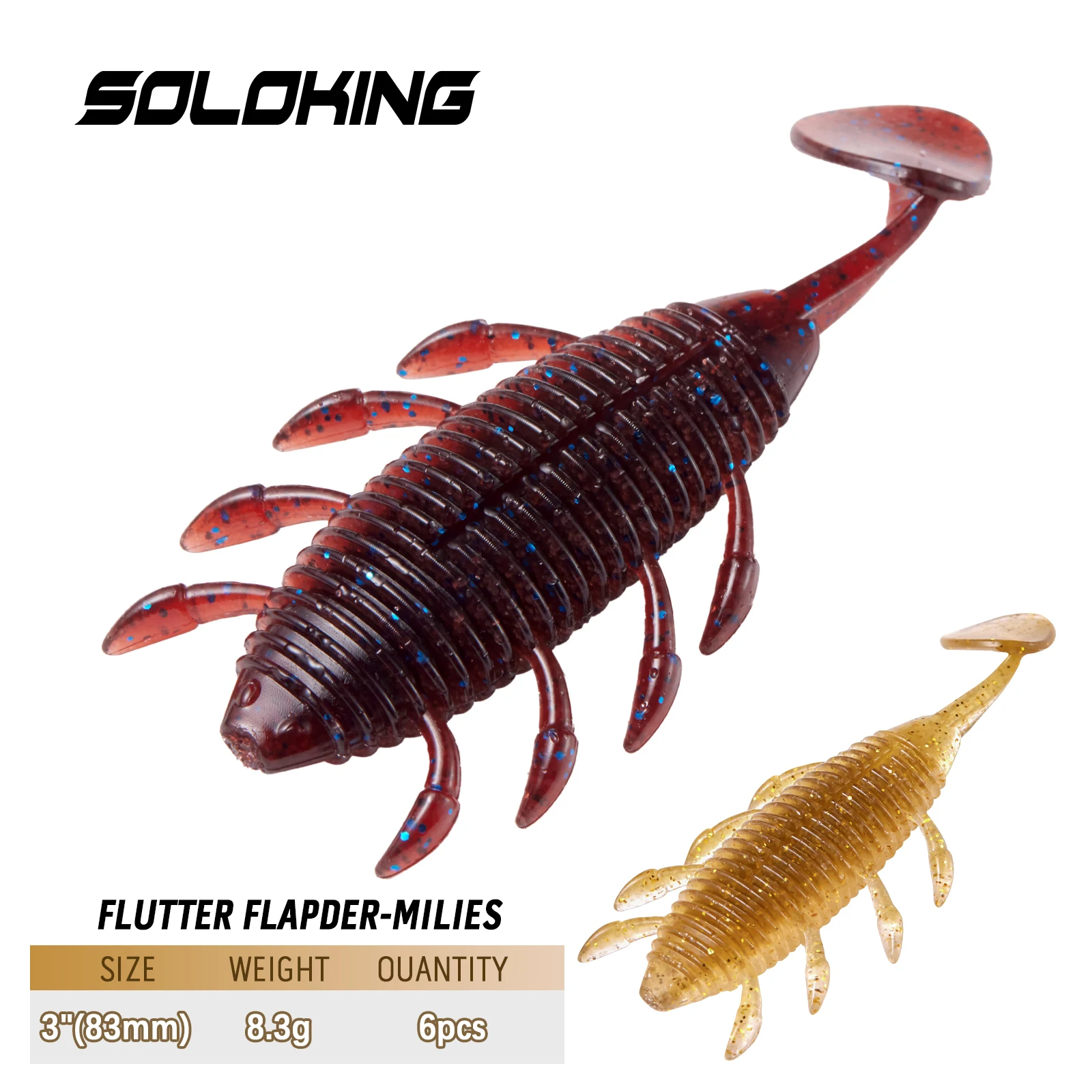 

SOLOKING 6pcs/lot Soft Lure Fat Bug for Bass Fishing 8.3g 83mm Fishing Soft Bait Swimbait Fishing Lure Kit