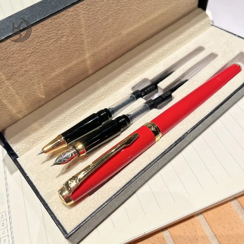 

1 комплект (роллер + 0,5 мм и 0,38 мм + коробка) 9101, мужская черная металлическая перьевая ручка Busienss, отличный подарок для школы и офиса