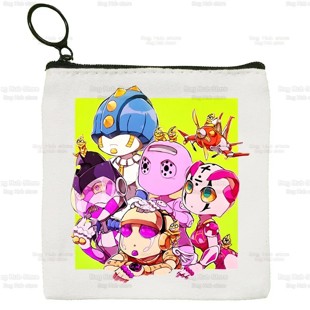 JoJo Bizarre Adventure Star Platinum Yoshikage Canvas Coin Purse Jotaro JoJo's Canvas Bag Small Square Key Bag Storage Card Bag