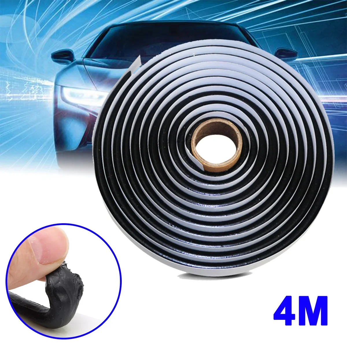 

4M Black Butyl Rubber Glue Sealant Car Truck Headlight LED Retrofit Reseal Strip