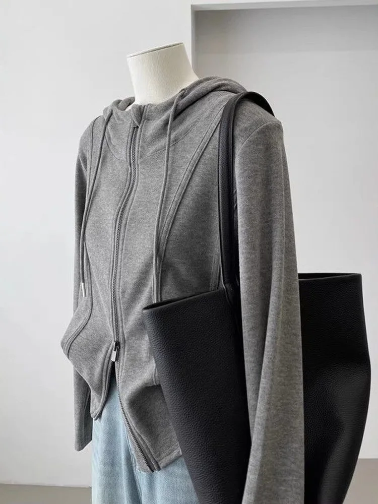 Slim Fit Long Sleeve Zipper Hoodie Women's Top Fashionable Versatile Springwear Three-Dimensional Tailoring Korean Style