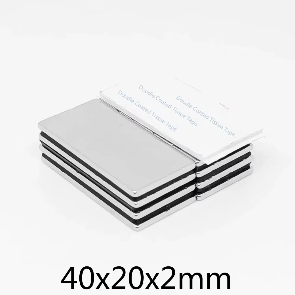 40x20x2mm Block Strong Powerful Magnets With Self - Adhesive Tape 40*20*2 Long Neodymium Magnet Sheet 20x10x2 20x10x1 30*10*1