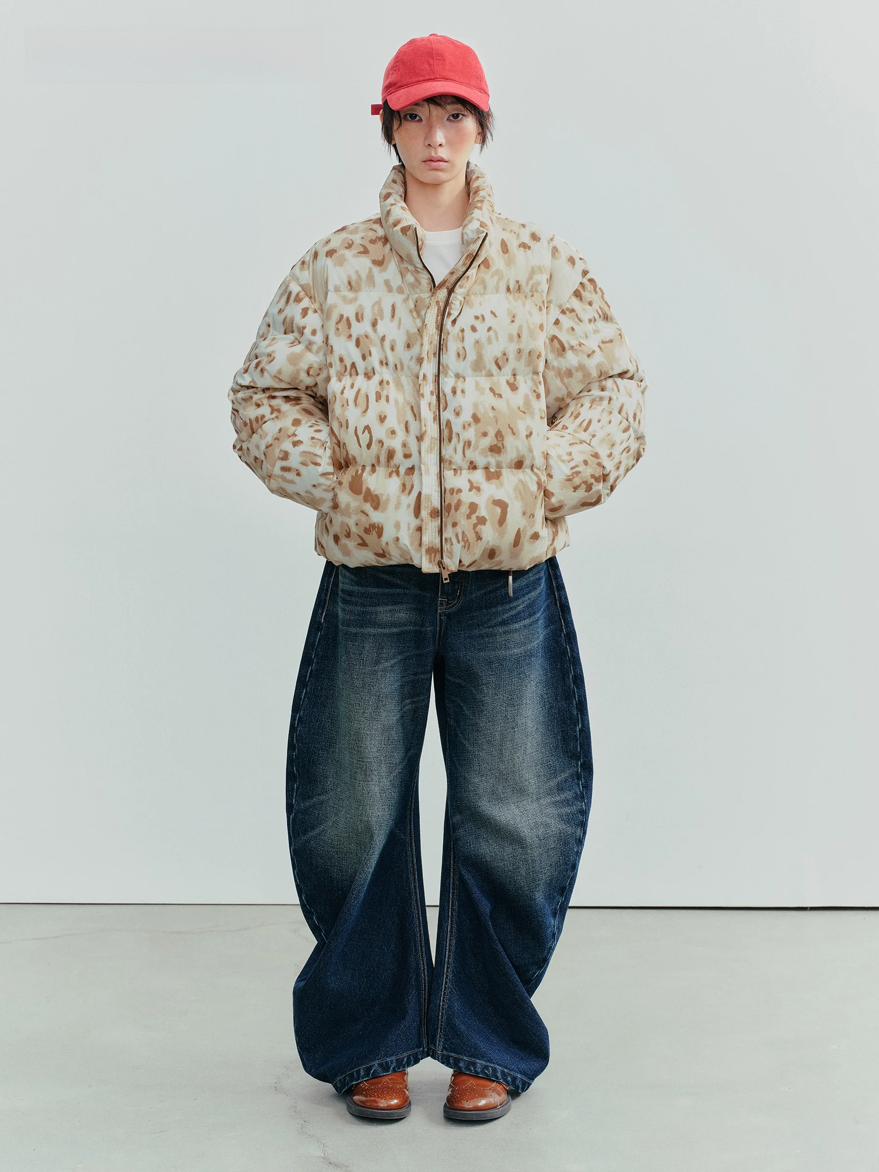 

VERMO Warm Retro Aosphere Leopard Print Loose Bread Coat down Jaet Street Sle Women's Faion Cotton Du down Fil...
