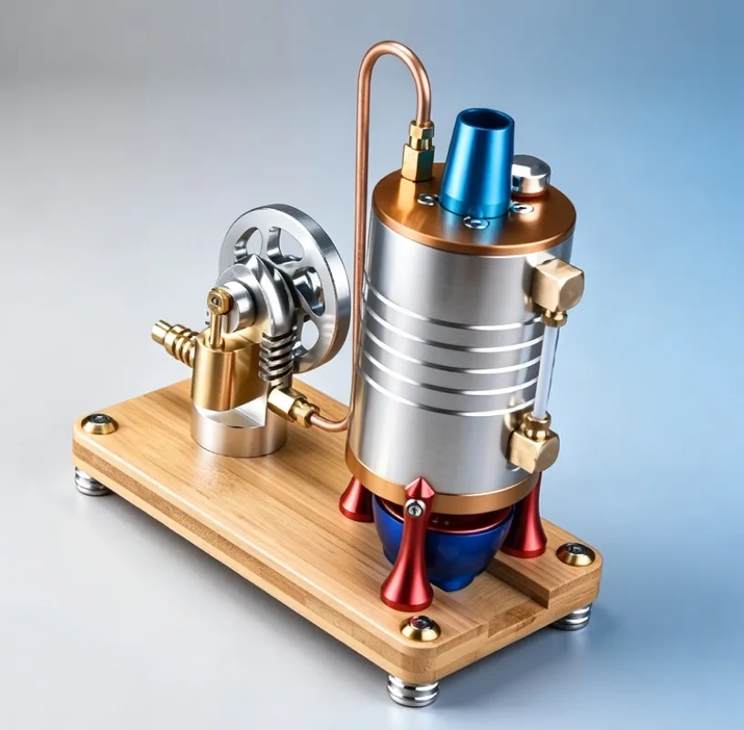K007 Vertical Steam Engine Model Kit with Boiler, Real Startable CNC Metal Engine for Education & Gift
