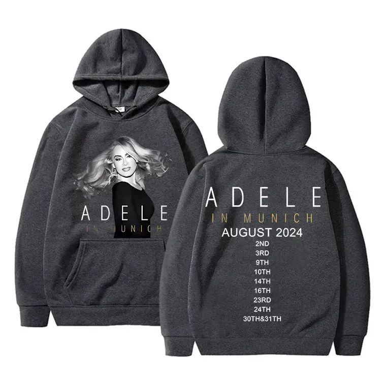 Popular Singer Adele in Munich Tour August 2024 Hoodie Men Women Fashion Oversized Sweatshirt Man Casual Fleece Cotton Hoodies