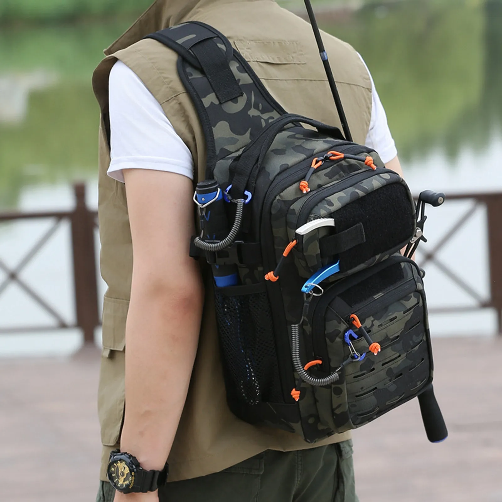 

Многофункциональная сумка для хранения на открытом воздухе, легкая дорожная сумка через плечо для рыбалки, походные интегрированные сумки для хранения снаряжения