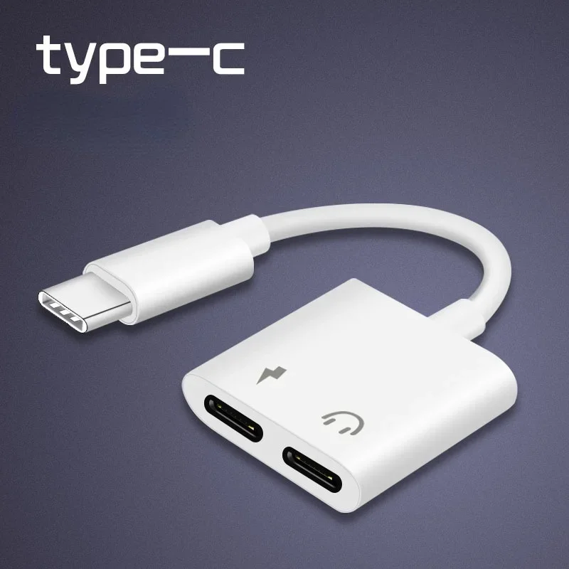 Type C Adapter 2 In 1 Splitter for Samsung Galaxy S21 S20 FE Note 20 Ultra Note 10 Plus USB C To 3.5 Jack Earphone Audio Cable