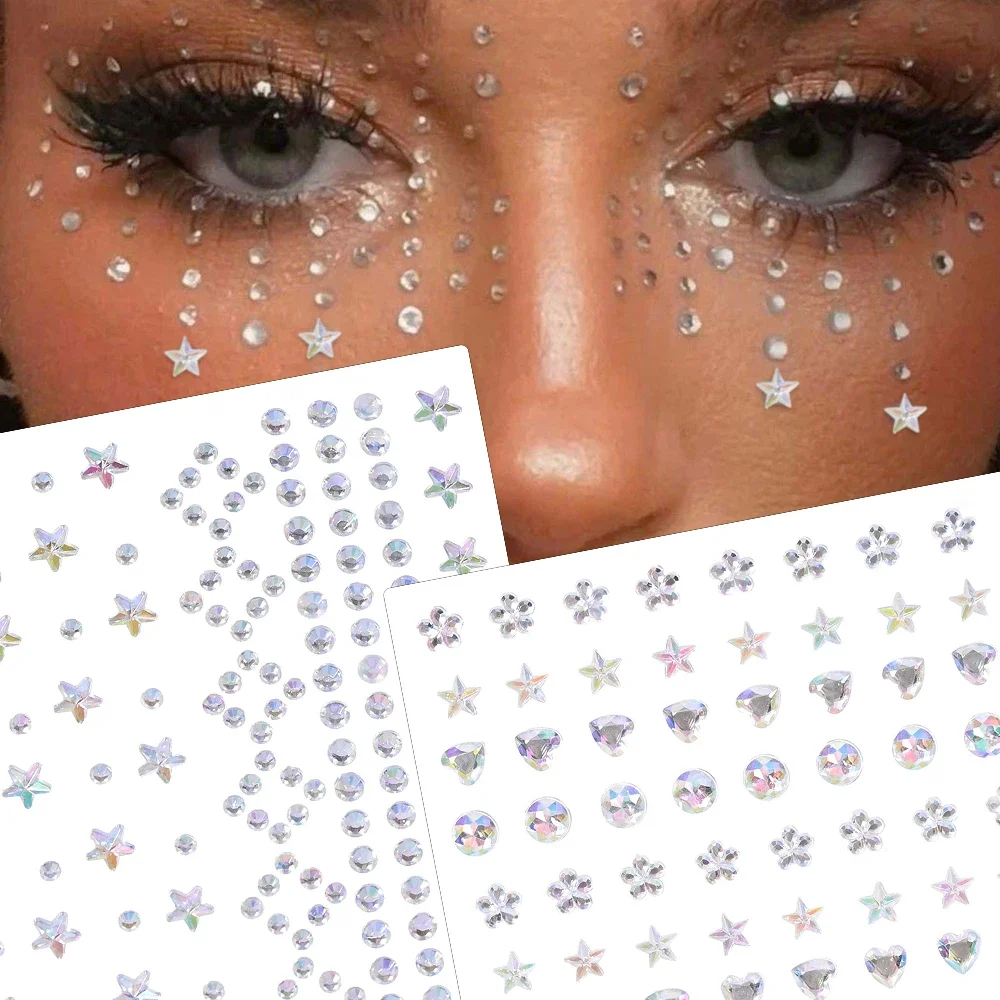 

1Pcs Face Diamond Gem Sticker 5D Colorful Rhinestone Tattoo Eyeshadow Stickers fo Festival Nail Body Makeup Bling Jewel DIY Deco