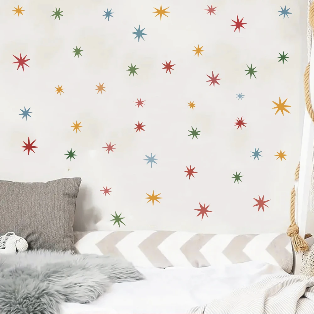 Unregelmäßige Regenbogen-Stern-Wandaufkleber Abstrakte Geometrische Zirkus-Diamant-Harlekin-Stoff-Wandaufkleber für Badezimmer, Schlafzimmer, Spielzimmer – Detail 8