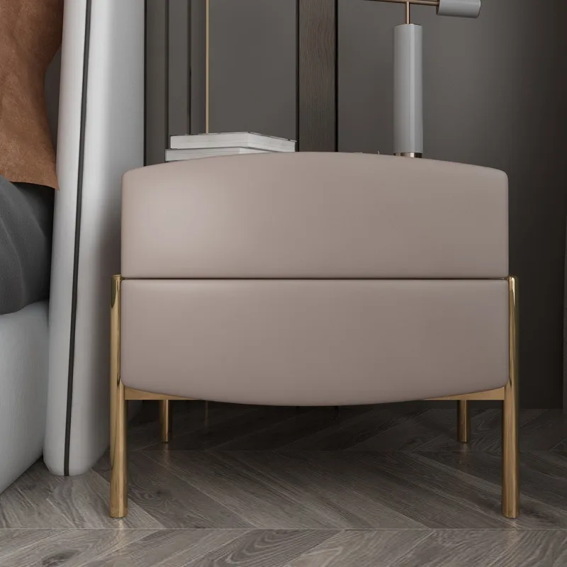 Solid wood light luxury bedside table Modern microfiber leather locker Bedroom storage cabinet