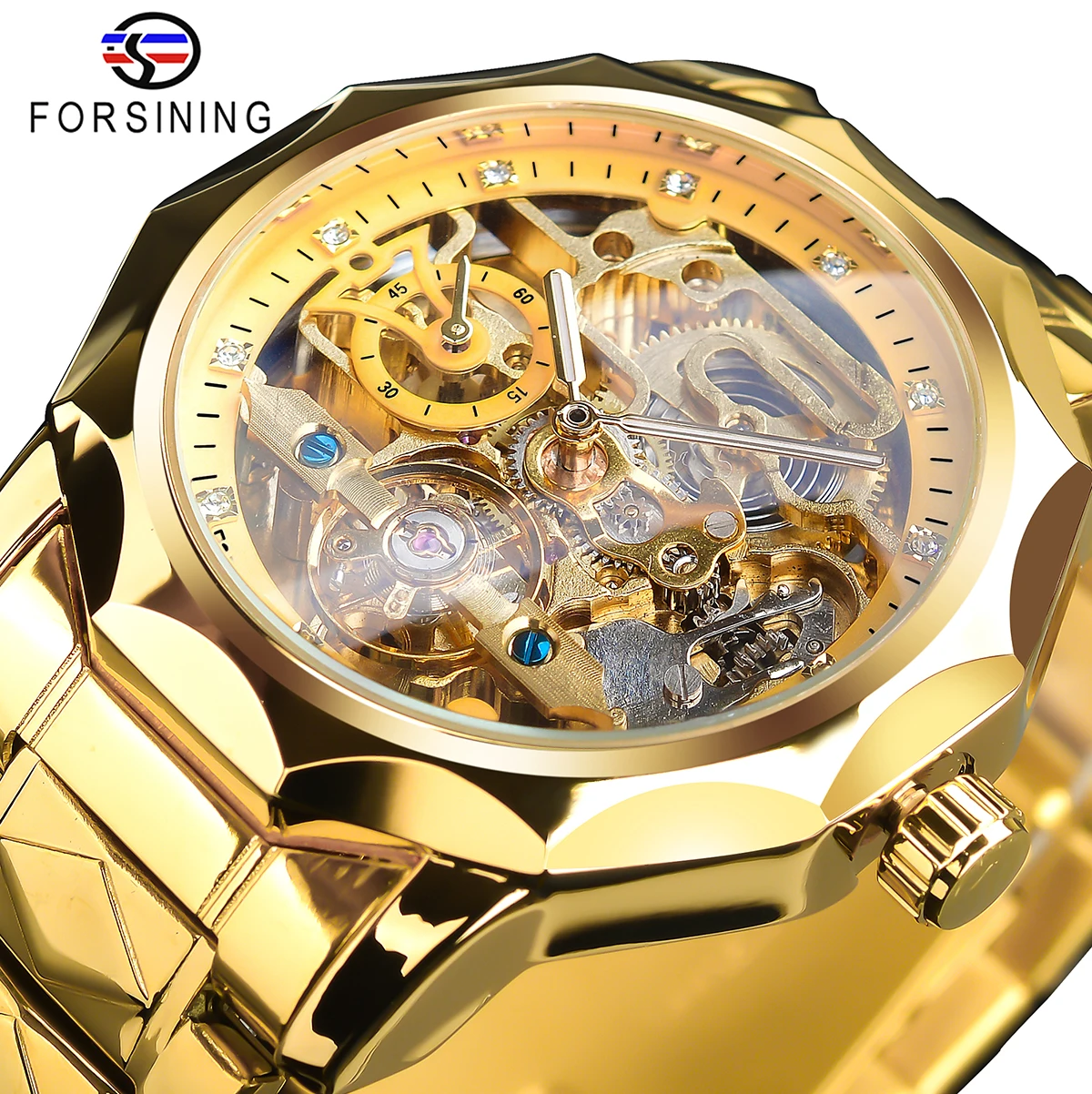 

Forsining 2022 New Original Tourbillion Design Mens Luxury Business Golden Automatic Mechanical Skeleton Wrist Watch Male Clock