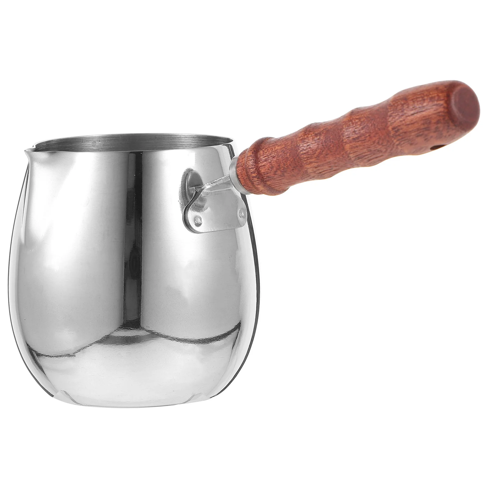 إبريق مزبد الحليب من الفولاذ المقاوم للصدأ مقبض خشبي علامات قياس دقيقة قبضة مريحة مقاومة للصدأ 500 مللي #1