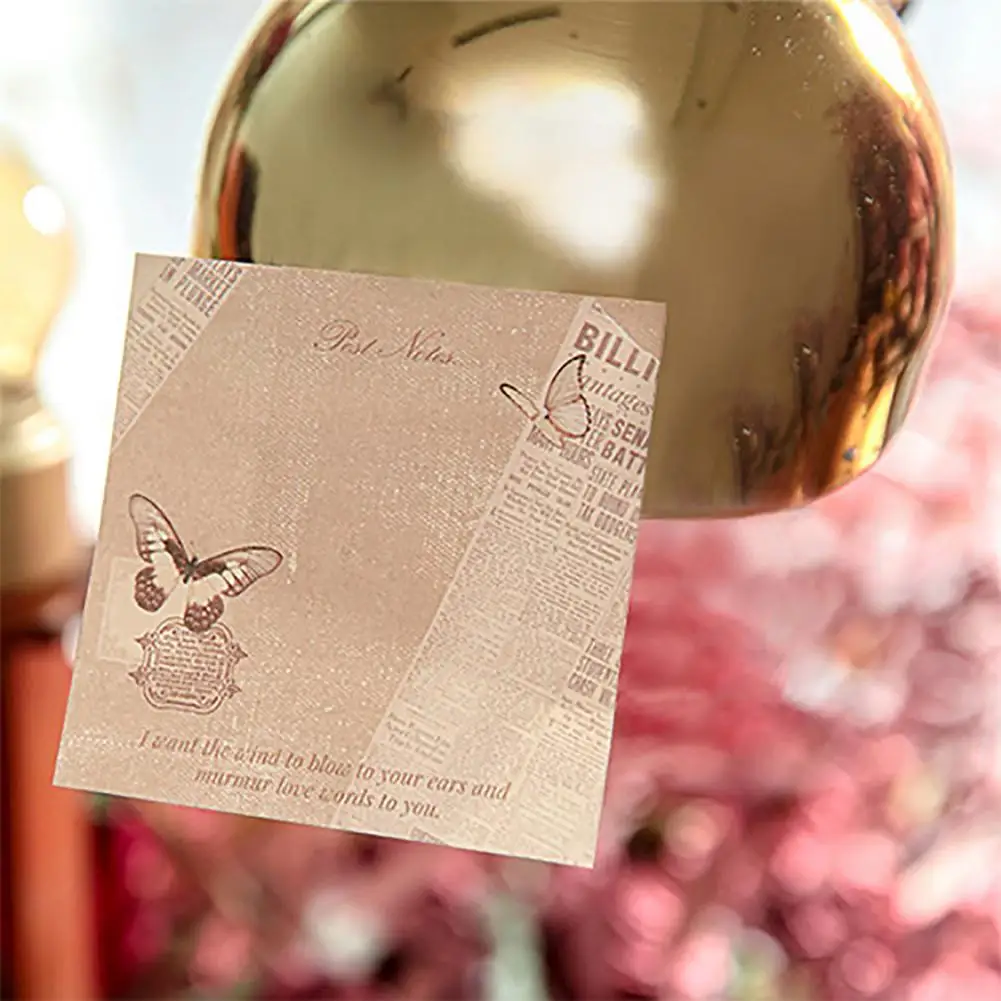 Elegant Stamped Butterflies Pattern Sticky Notes Vintage Hand Writing Paper Report Series Simple Memo Convenience Stickers