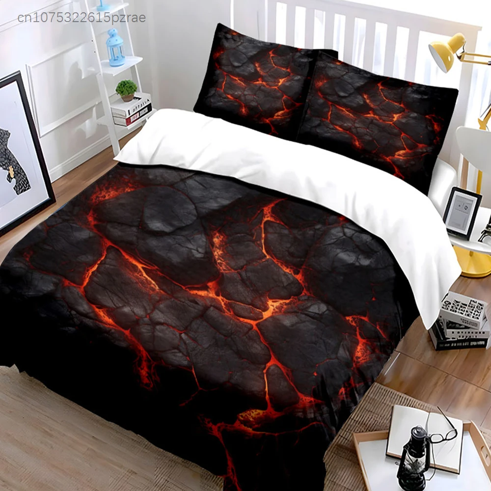 Fiery Lava Design Three-Piece Decor Multiple Sizes kid's And adults' Bedroom Exquisite 3PC Bedding set, Gift