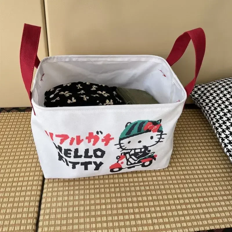 Caja de almacenamiento de Anime de Hello Kitty para niñas, cesta Kawaii de corazón femenino, lindo gato Kt de dibujos animados, armario de escritorio, regalos, nuevo